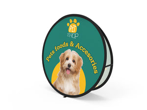 Set of 1 Small Circular Pop-Up A-Frame Banner